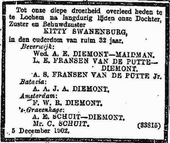 Swaneburg Diemont rpouwadvertentie